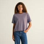 Camiseta DEDICATED Vadstena Stripes - Cappuccino Brown/Cornflower Blue - vista oficial 1
