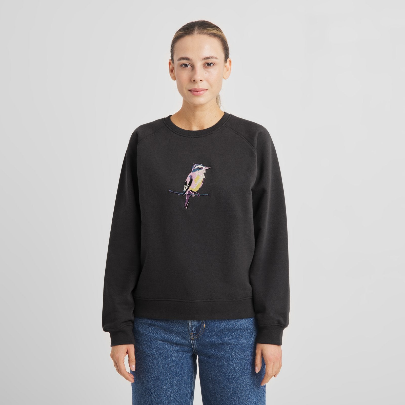 Sudadera DEDICATED Ystad Painted Bird EMB - Charcoal - vista oficial 3