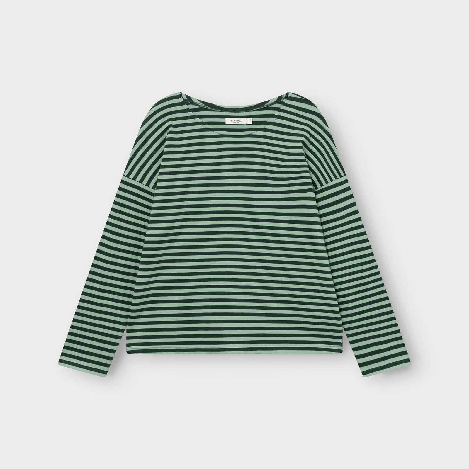 Camiseta DEDICATED Humledal Stripes - Dark Green/Granite Green - vista oficial 4