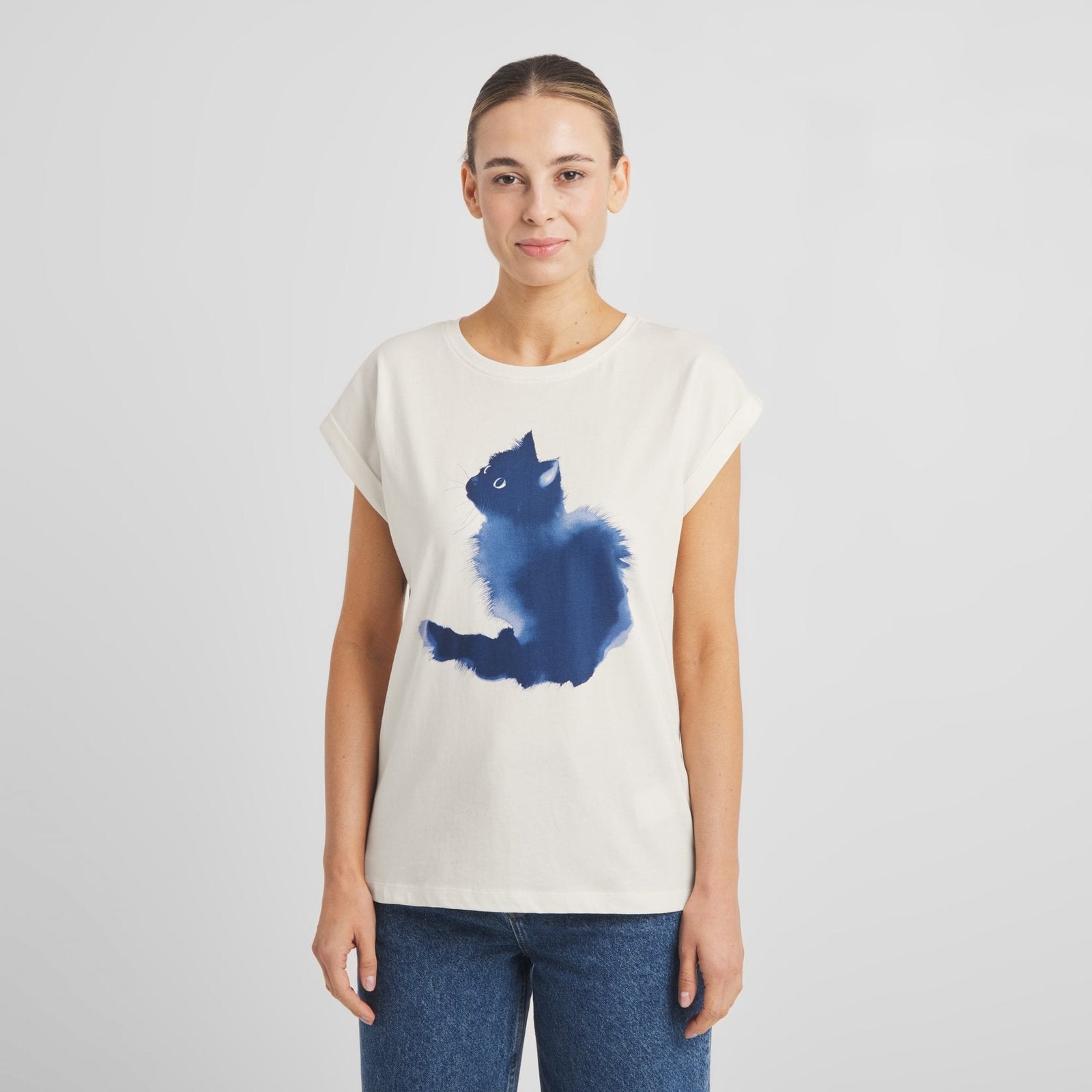 Camiseta DEDICATED Visby Watercolor Cat - Off-White - vista oficial 2