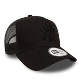 NEW ERA – New York Yankees – Saubere schwarze Trucker-Kappe mit E-Frame