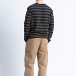 Camiseta LOREAK MENDIAN Striped Dot M Navy/Forest, vista de espalda en modelo