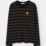 Camiseta LOREAK MENDIAN Striped Dot M Navy/Forest, vista frontal oficial