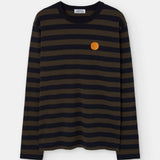 Camiseta LOREAK MENDIAN Striped Dot M Navy/Forest, vista frontal oficial