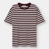 Camiseta LOREAK MENDIAN LM Stripe Burgundy, vista frontal oficial