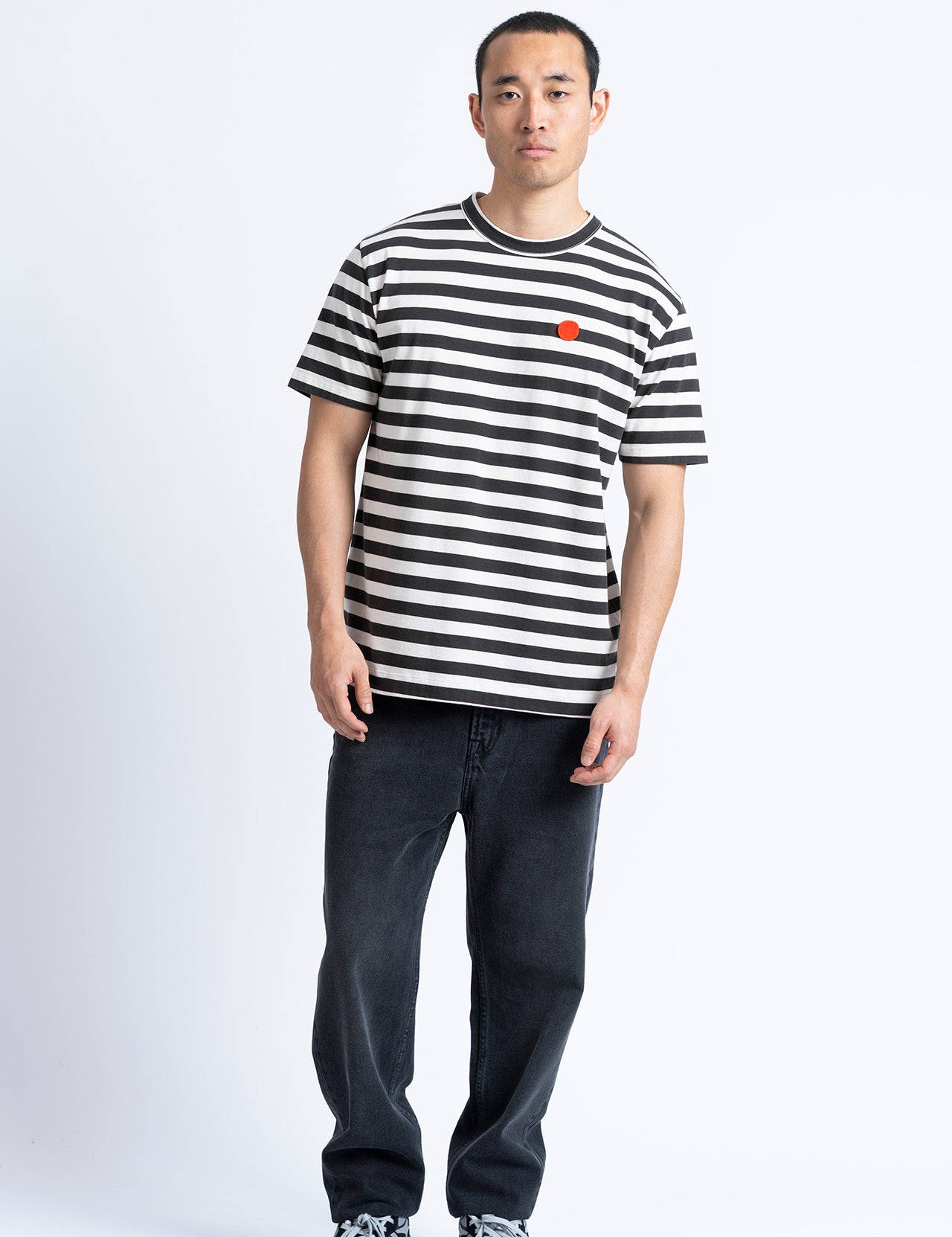 Camiseta LOREAK MENDIAN New Azpi Dot M Ecru/Anthracite, vista frontal en modelo