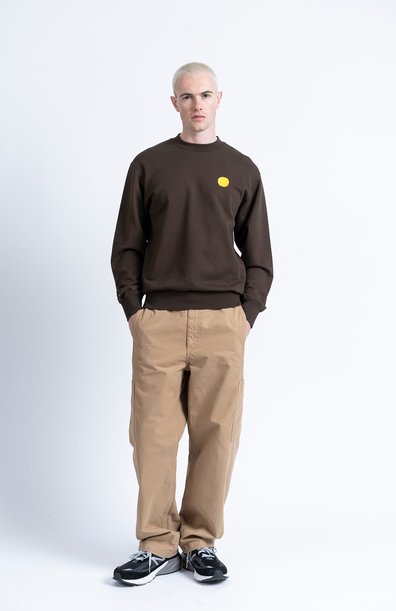 Sudadera LOREAK MENDIAN SW New Dot Khaki, vista frontal adicional en modelo