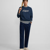 SILBON – Marineblaues Sweatshirt mit Retro-Schriftzug