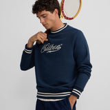 SILBON – Marineblaues Sweatshirt mit Retro-Schriftzug