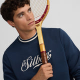 SILBON – Marineblaues Sweatshirt mit Retro-Schriftzug