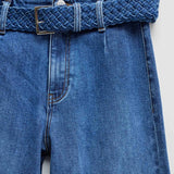 SALSA True Cropped Wide Jeans mit Gürtel 