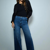 SALSA True Cropped Wide Jeans mit Gürtel 