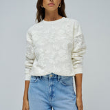 SALSA JEANS Floral Embroidery Light Pearl Sweatshirt