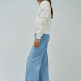 SALSA JEANS Floral Embroidery Light Pearl Sweatshirt