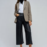 Pantalón SALSA JEANS True Cropped Wide Efecto Piel Black