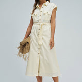 Vestido SALSA JEANS Midi Lino Amarillo