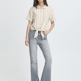 ICHI Linno Natural Ecru Stripe Shirt