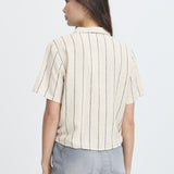ICHI Linno Natural Ecru Stripe Shirt