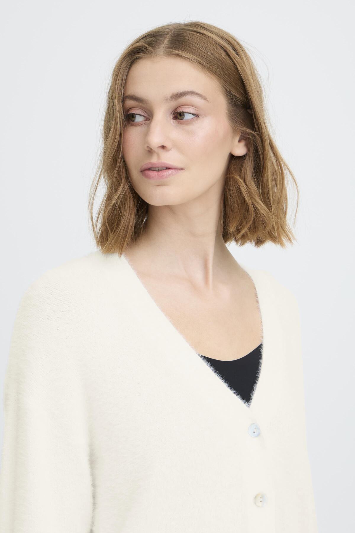 Cardigan ICHI Brula Cloud Dancer - ECRU