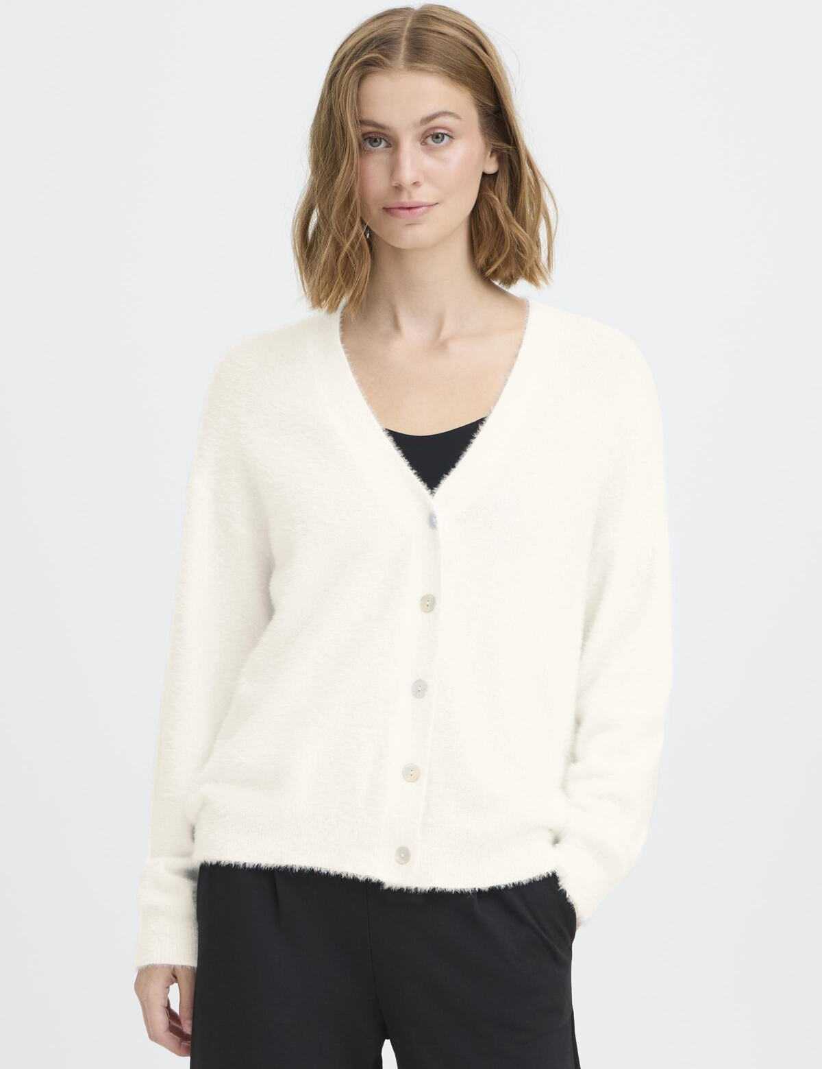 Cardigan ICHI Brula Cloud Dancer - ECRU