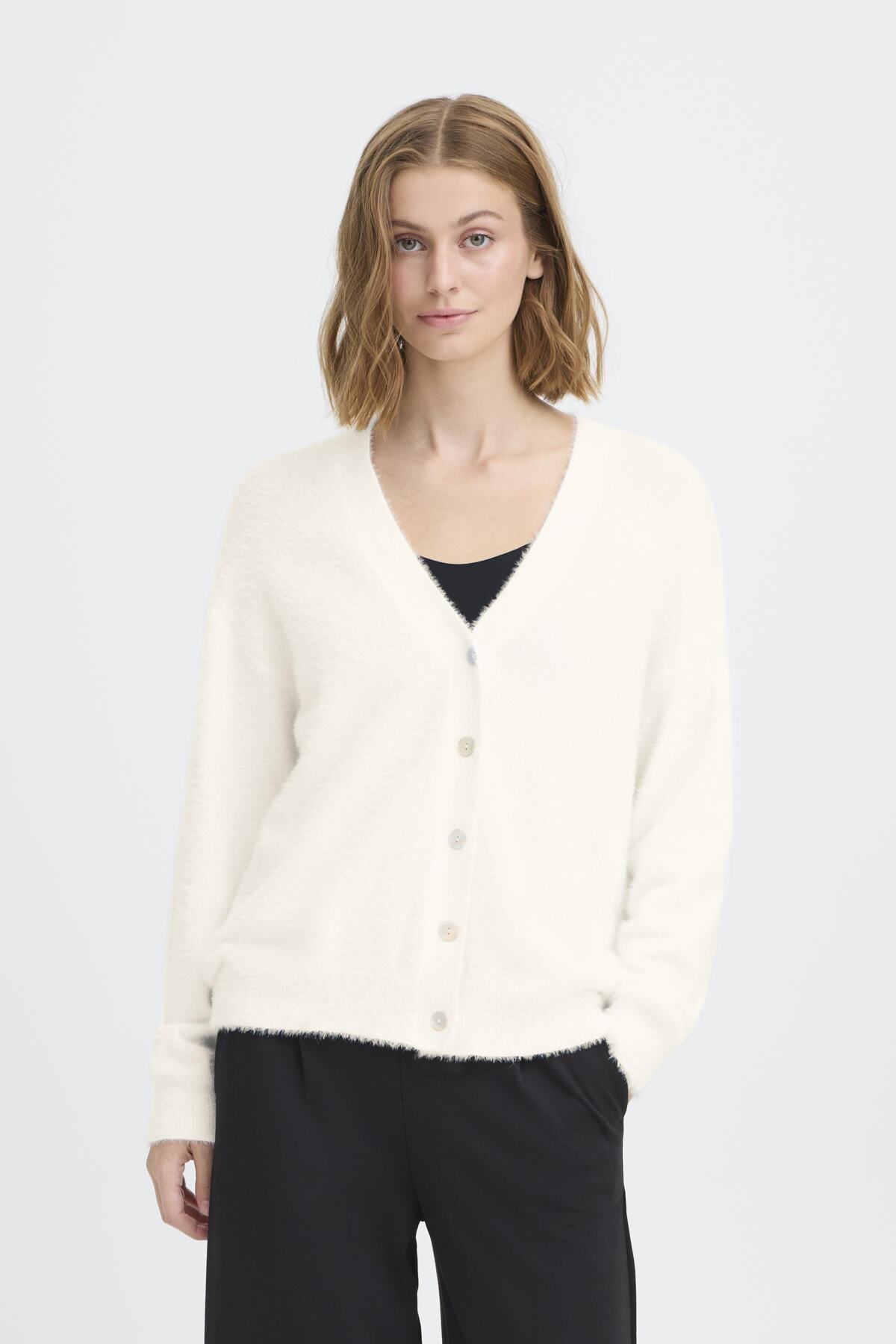 Cardigan ICHI Brula Cloud Dancer - ECRU