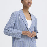 ICHI Ihjilma Sodalite blau/weiß karierter Blazer
