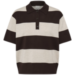 IHLULS POLO SS ICHI wide stripe chocolate torte - vista frontal