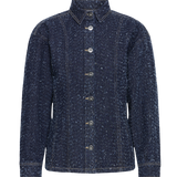Camisa ICHI Isalia Dark Blue - ECRU