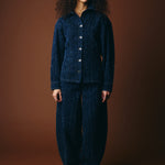Camisa ICHI Isalia Dark Blue - ECRU