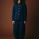 Camisa ICHI Isalia Dark Blue - ECRU