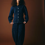 Camisa ICHI Isalia Dark Blue - ECRU