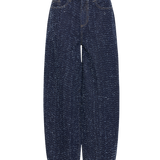 Pantalón ICHI Isalia Dark Blue Broken Denim - ECRU
