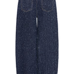 Pantalón ICHI Isalia Dark Blue Broken Denim - ECRU