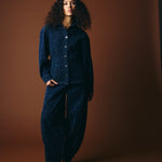 Pantalón ICHI Isalia Dark Blue Broken Denim - ECRU