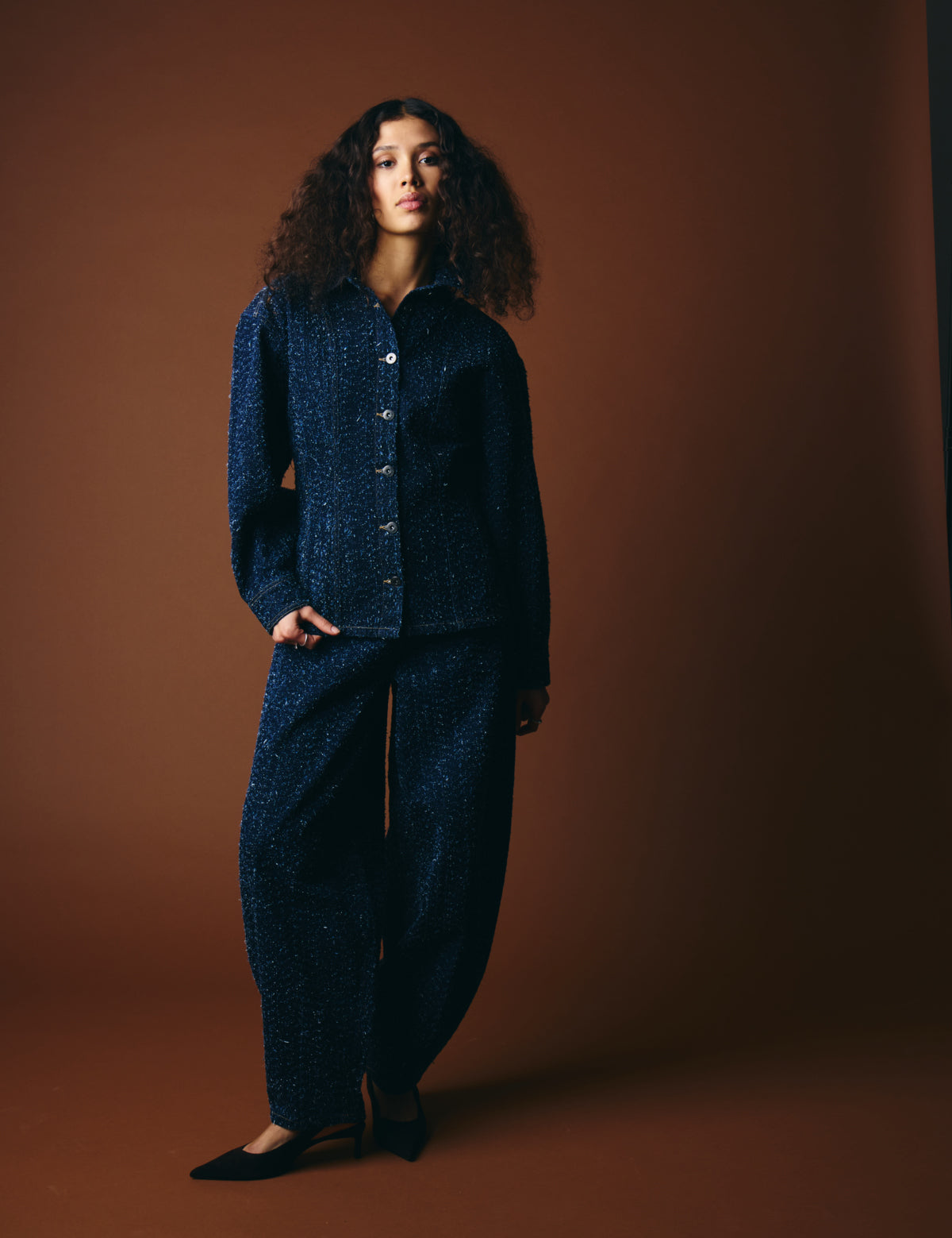 Pantalón ICHI Isalia Dark Blue Broken Denim - ECRU