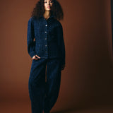 Pantalón ICHI Isalia Dark Blue Broken Denim - ECRU