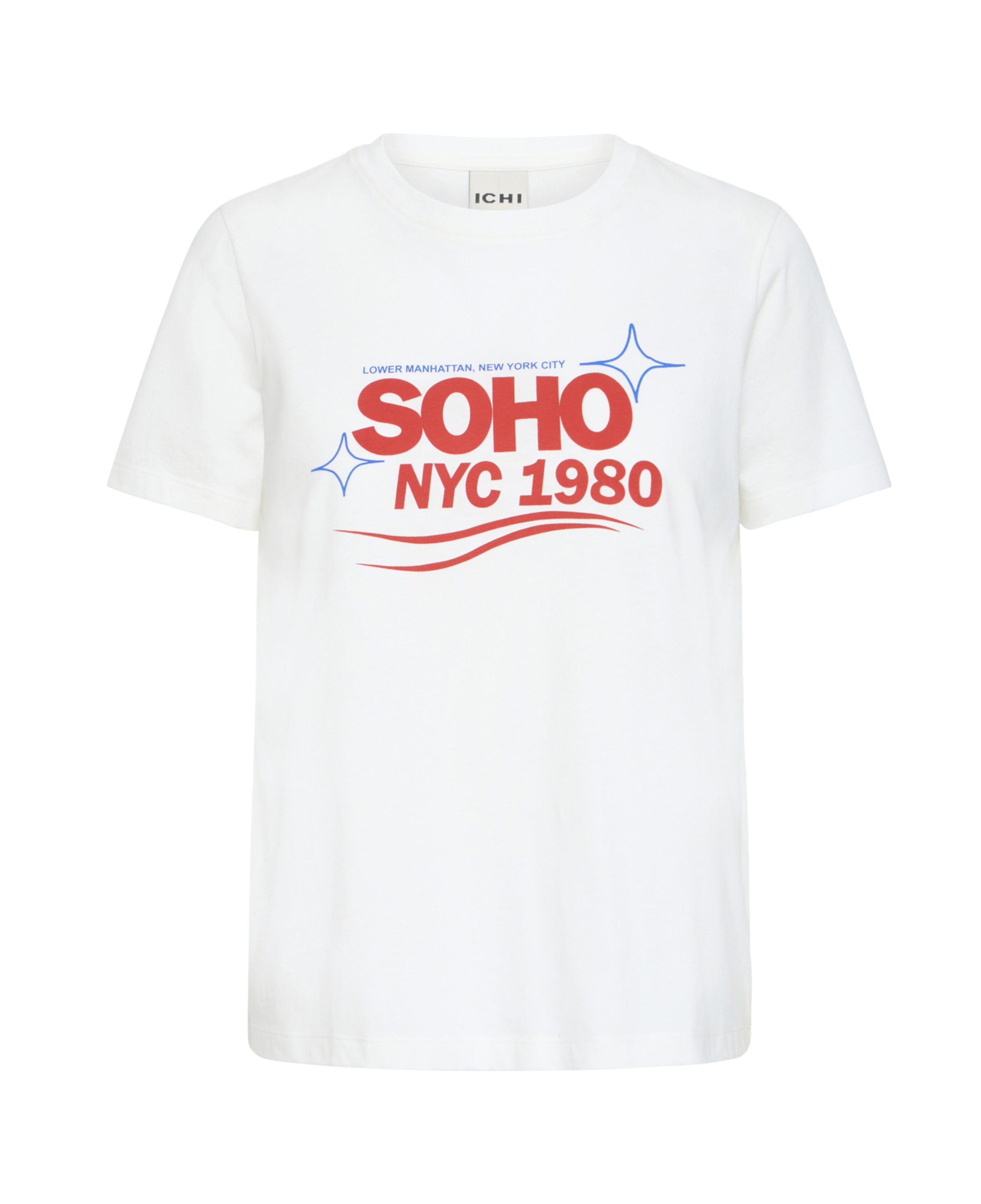 Camiseta ICHI Camino Loose Cloud Dancer - ECRU