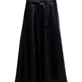 Falda SALSA JEANS Efecto Piel con Cinturón Black