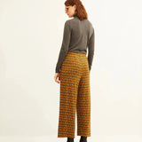 Pantalón XANTIK Lazo Cintura Green Folklore Flowers