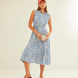 Vestido XANTIK Lazo Cintura Blue Diamonds