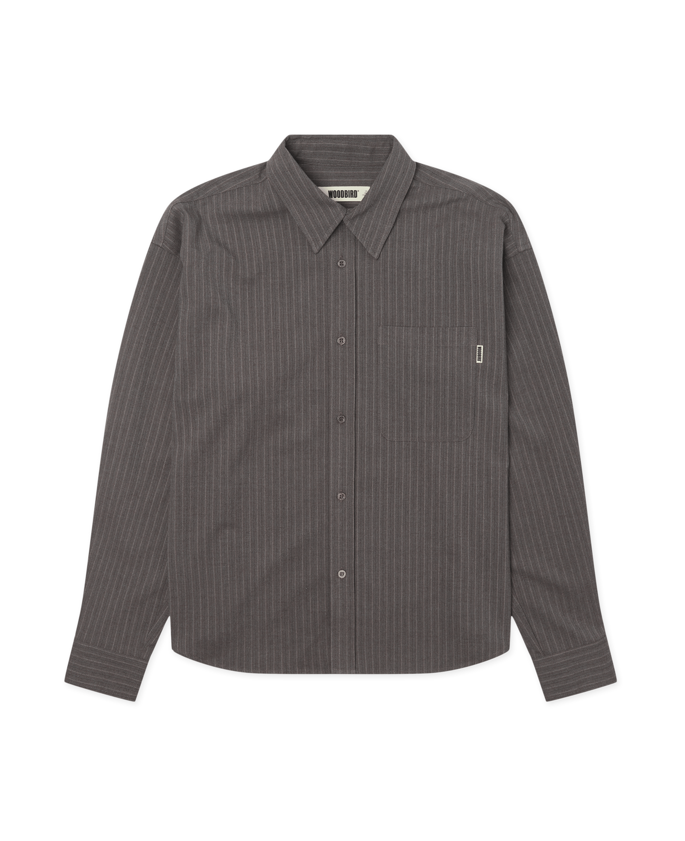 Camisa Woodbird WBXing HB Stripe Dark Grey - flat