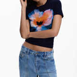 Camiseta DESIGUAL Estocolmo Flor Grande Navy