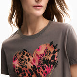 Camiseta DESIGUAL Corazón Tigre Gris