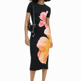 Vestido DESIGUAL Largo Flores