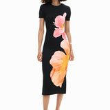 Vestido DESIGUAL Largo Flores