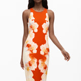 Vestido DESIGUAL Jasmine de Flores Laterales Naranja