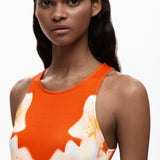 Vestido DESIGUAL Jasmine de Flores Laterales Naranja