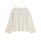 Camiseta ARMEDANGELS Manga Larga Marynaa Fine Stripe Oatmilk Black