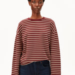 Sudadera ARMEDANGELS Frankaa Maarlen Stripe Velvet Red Honey Reed