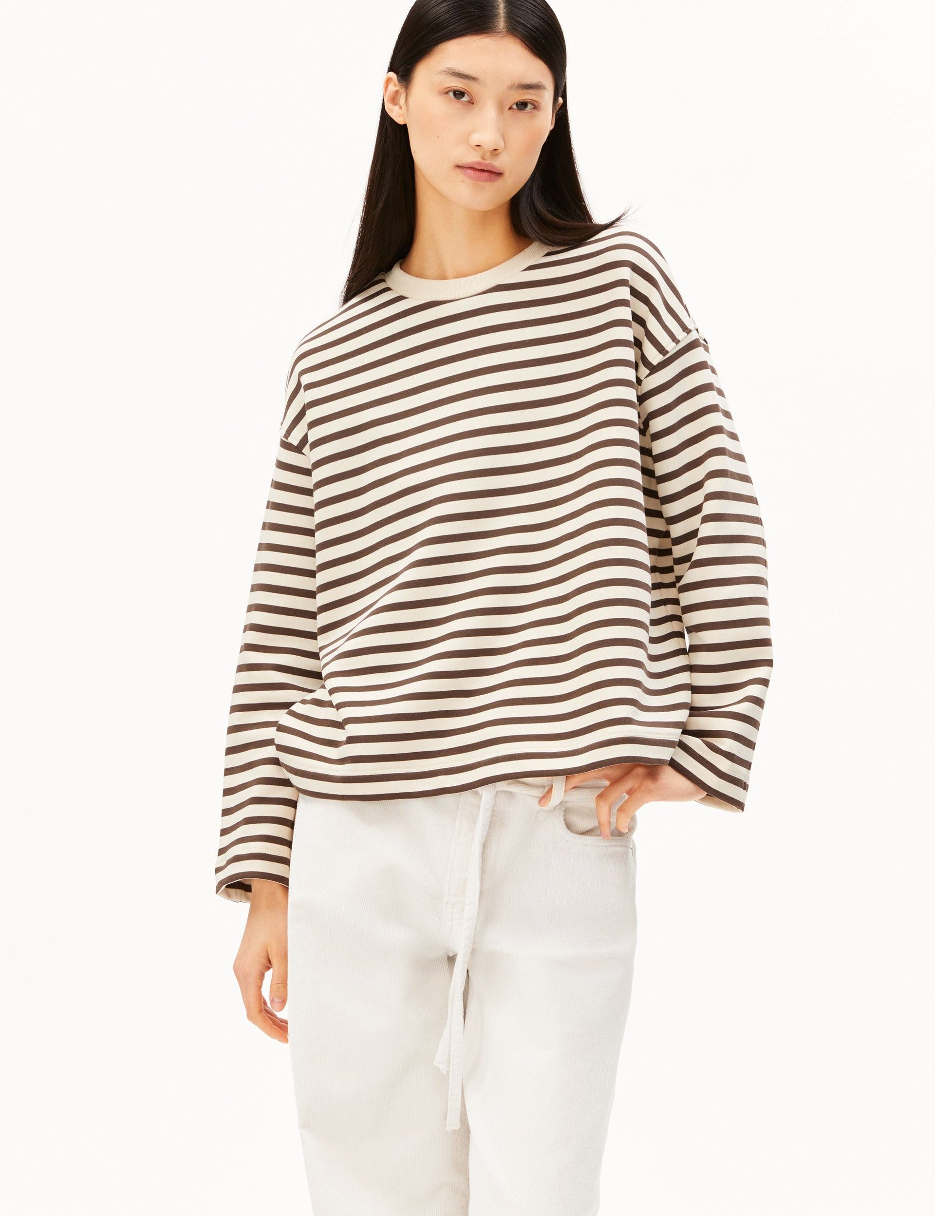 Sudadera ARMEDANGELS Frankaa Maarlen Stripe Undyed Claystone